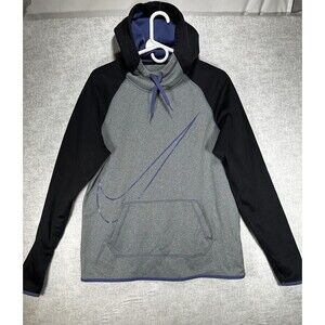 Women's Med Nike Dri-Fit Pullover Hoodie w/ Thumb holes Black Grey Purple Trim